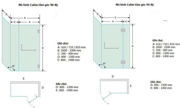 Báo Giá Lắp Đặt Vách Kính Nhà Tắm 90 Độ Theo Kích Thước Ưu Cầu